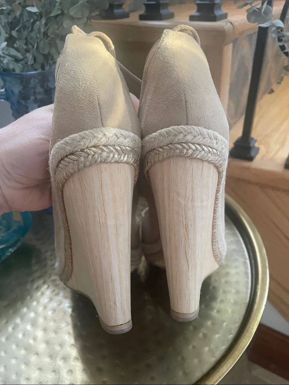 Aquazzura Nude Beige Lace-Up Espadrille Wedge Sandals Size 42 11